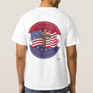 T-shirt 2020 Pour Dieu et pays Croix et drapeau américain