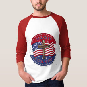 T-shirt 2020 Pour Dieu et pays Croix et drapeau américain