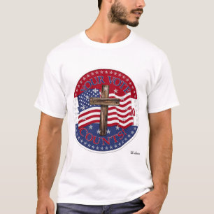 T-shirt 2020 Votre Vote Compte Croix Et Drapeau Américain