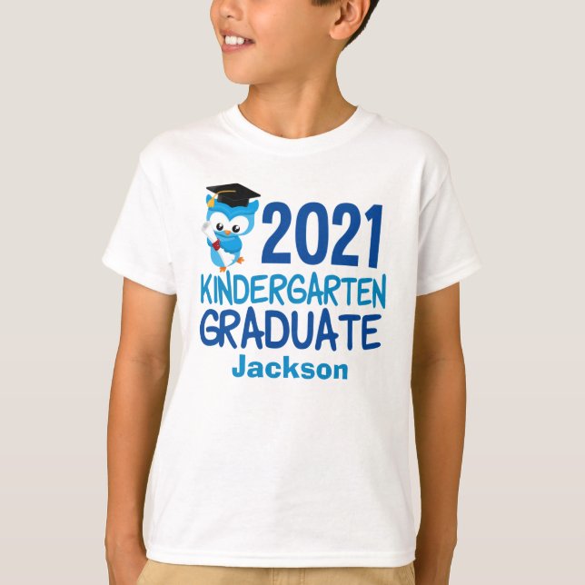 T-shirt 2021 Jardin d'enfants Graduation Cute Blue Owl Kid (Devant)