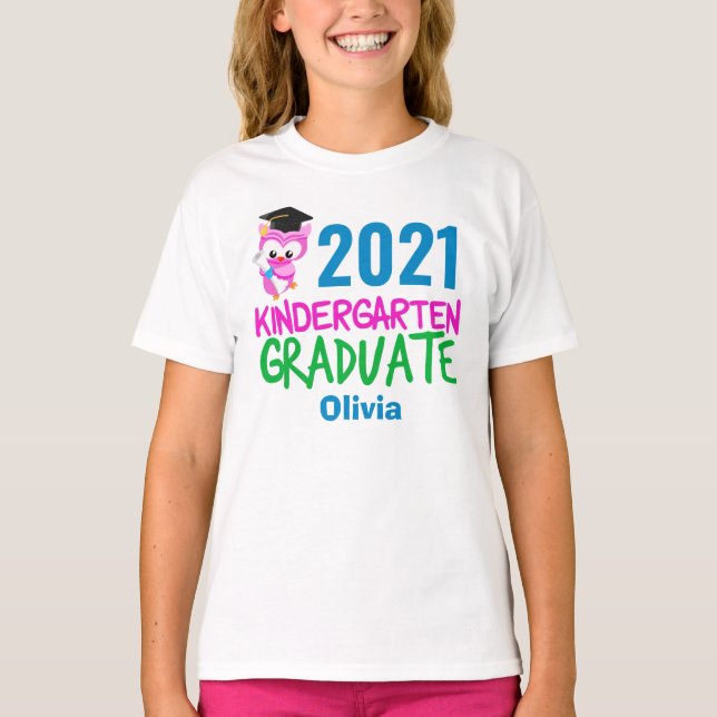 T-shirt 2021 Jardin d'enfants Graduation Cute Chouette ros (Devant)