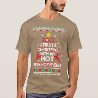 T-shirt 2022 Premier Noël Avec Mon Hot Nouveau Petit Amis