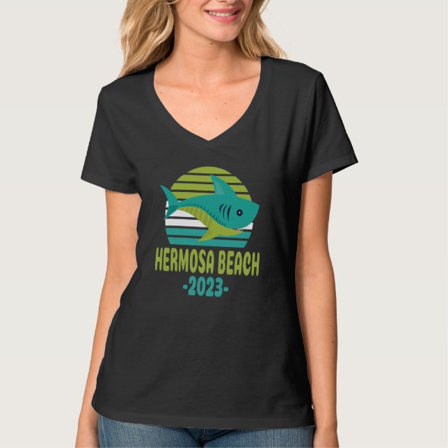T-shirt 2023 Hermosa Beach California Shark (Devant)