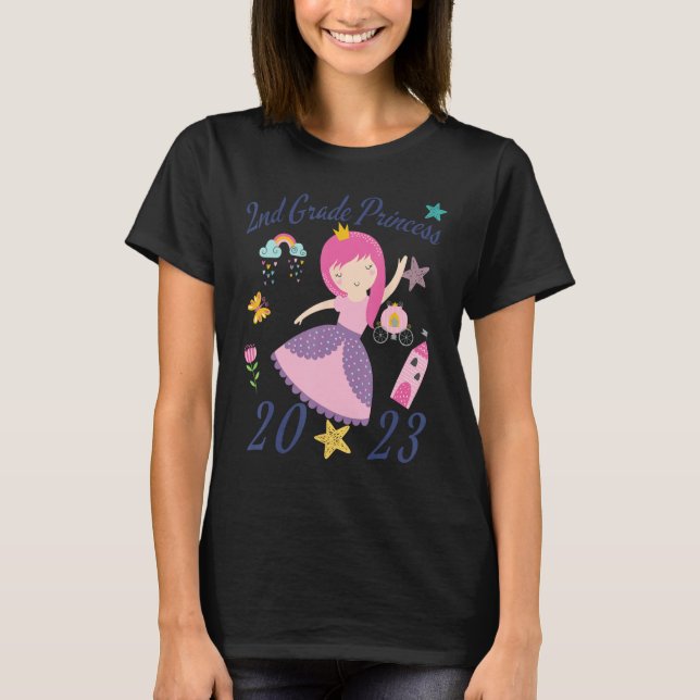 T-shirt 2023 Outfit Girls Princess Happy First Day Of 2nd  (Devant)
