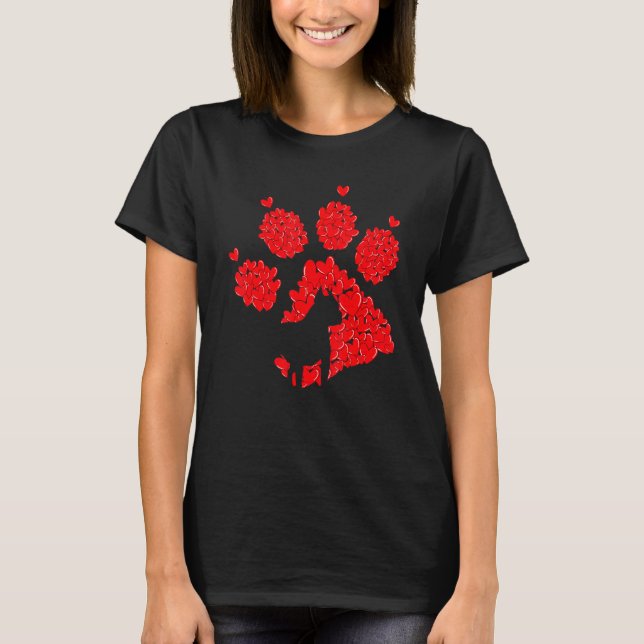 T-shirt 2023 Valentines Day Pit Bull Dog Puppy Paw Print H (Devant)