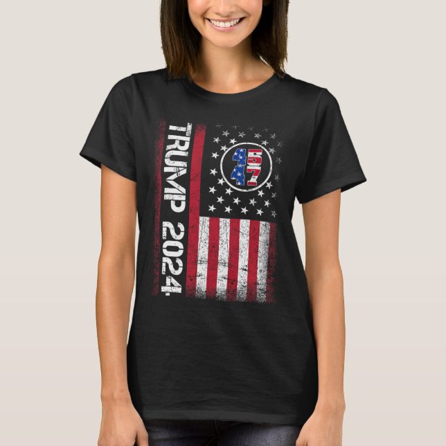 T-shirt 2024 45 47 Stand With American Flag Hommes Femmes (Devant)