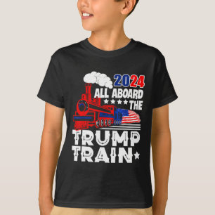 T-shirt 2024 À Bord Du Trump Train Usa American Flag