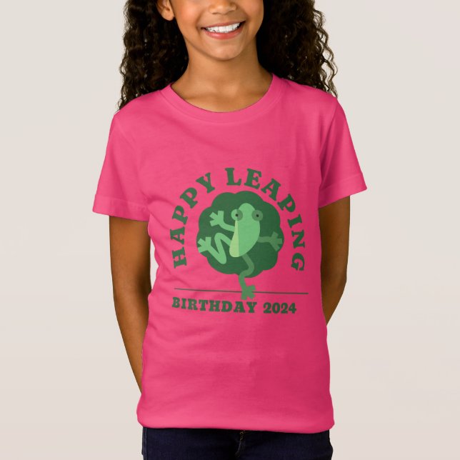 T-Shirt 2024 Année bissextile Enfants Pink Frog Unannivers (Devant)
