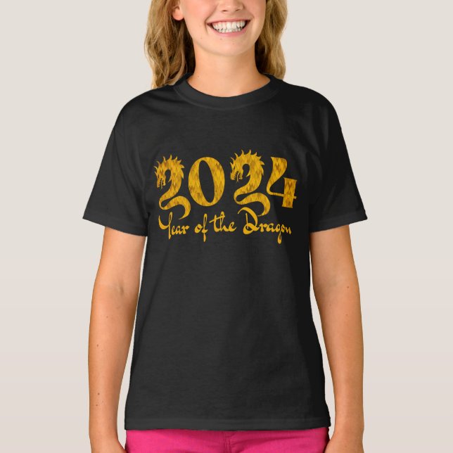 T-SHIRT 2024 ANNÉE DU DRAGON OR (Devant)
