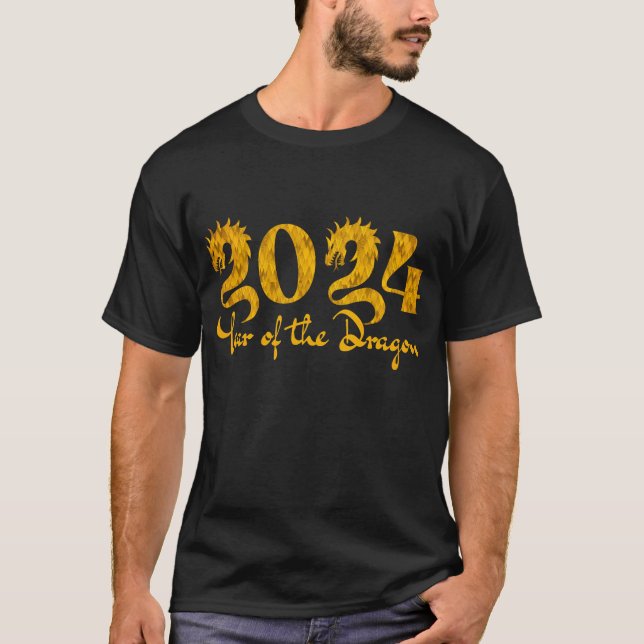 T-SHIRT 2024 ANNÉE DU DRAGON OR (Devant)