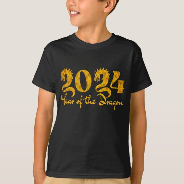 T-SHIRT 2024 ANNÉE DU DRAGON OR (Devant)