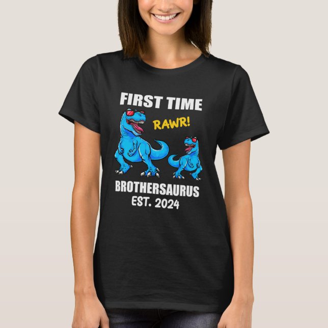 T-shirt 2024 Baby Announcement Dinosaur  First Time Brothe (Devant)