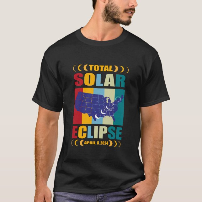 T-shirt 2024 Éclipse Solaire Totale Avec Chemise Totale (Devant)