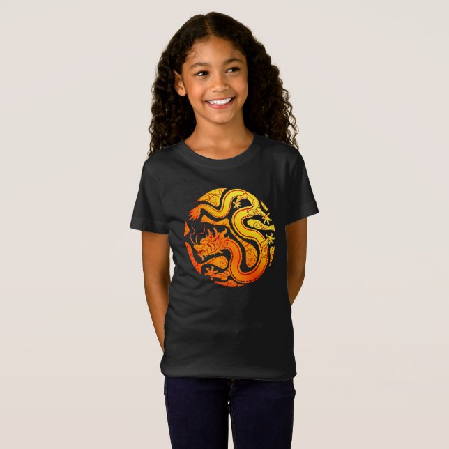 T-Shirt 2024 Joyeux Chinois lunaire Nouvel An DRAGON D'Or (Devant entier)
