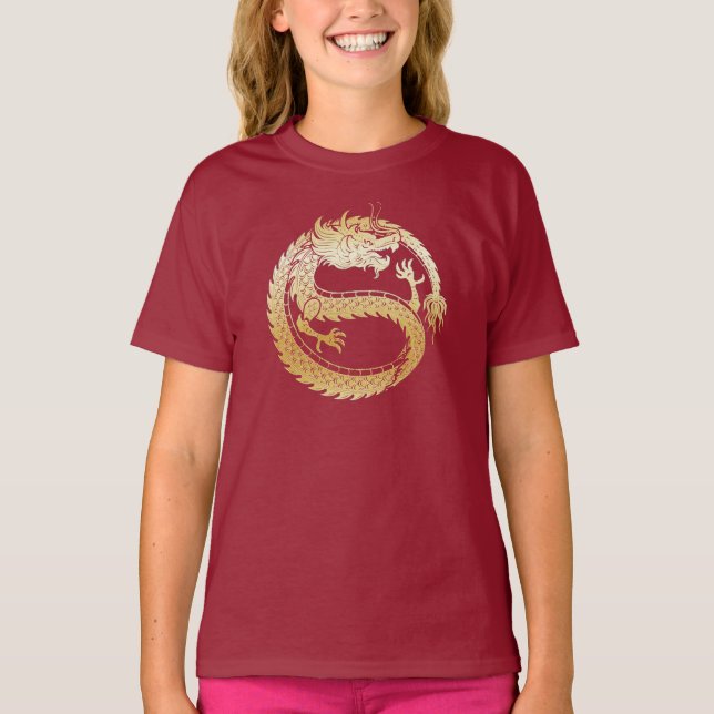 T-shirt 2024 Joyeux Chinois Lunaire Nouvel An Gold DRAGON  (Devant)