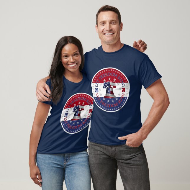 T-shirt 2024 Red and Blue Let Freedom Ring Liberty Bell (Unisexe)