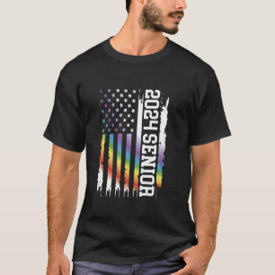 T-shirt 2024 Senior United States Distressed Rainbow avec 