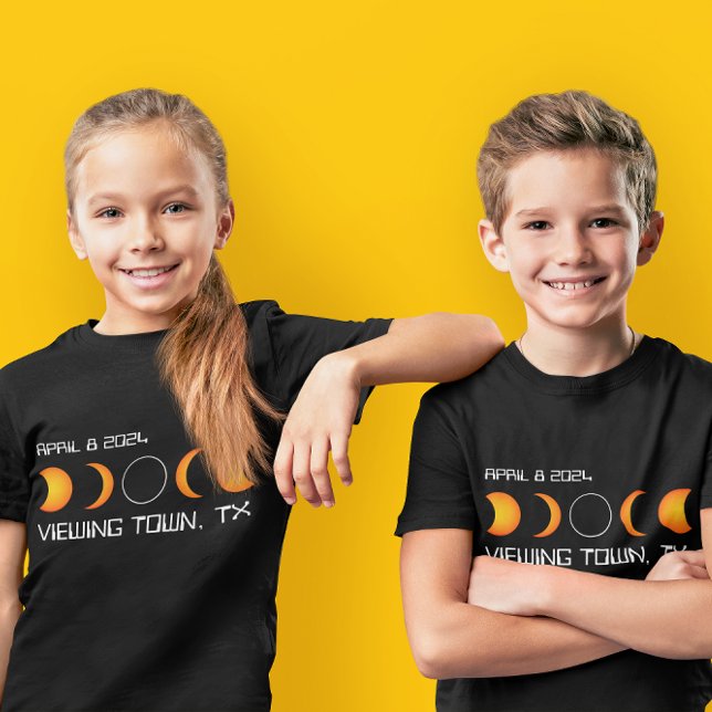 T-shirt 2024 Total Solaire Eclipse Personnalisé Ville et É (2024 Total Solar Eclipse Custom Town and State T-Shirt)