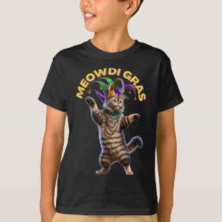 T-shirt 2025 Matching Mens Womans Funny Meowdi Gras Chat M