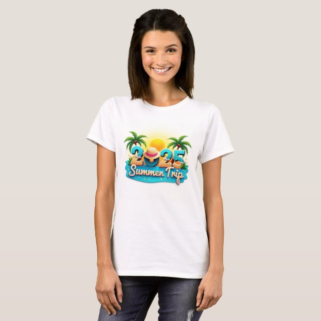 T-shirt 2025 Summer Trip 🌴 Colorful Beach Theme Tee (Devant entier)