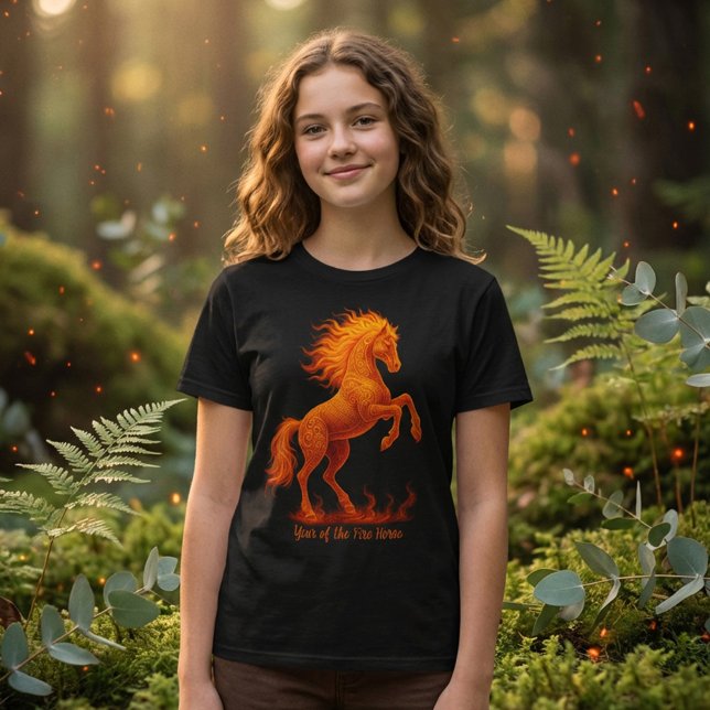 T-shirt 2026 Année du Cheval de Feu Zodiaque Chinois (Créateur téléchargé)