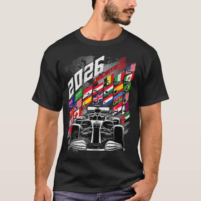 T-shirt 2026 Calendar Racing Circuit Schedule Places  (Devant)