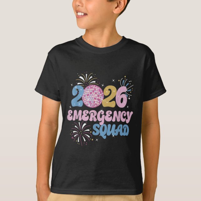 T-shirt 2026 Emergency Squad Er Nurse Happy New Year Disco (Devant)