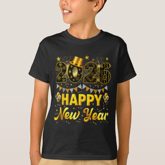T-shirt 2026 Happy New Year Celebration Party Fire Work Me (Devant)