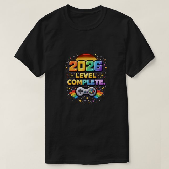 T-shirt 2026: Level Complete | Retro Gaming Evolution (Design devant)