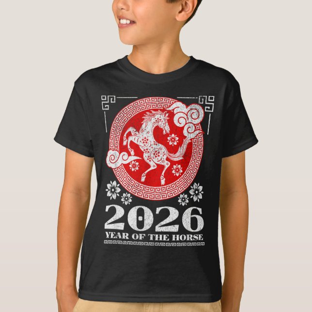 T-shirt 2026 Lunar Chinese New Year Fire Horse  (Devant)