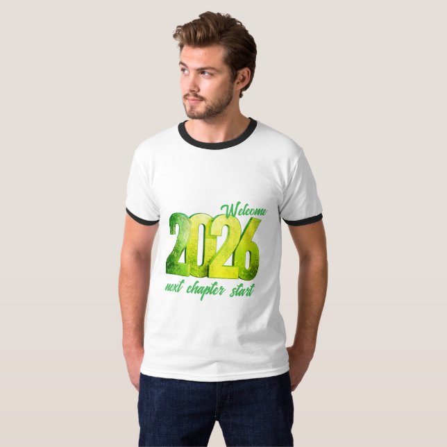 T-SHIRT 2026 NEW YEAR MENS BASIC RINGER T SHIRT (Devant entier)