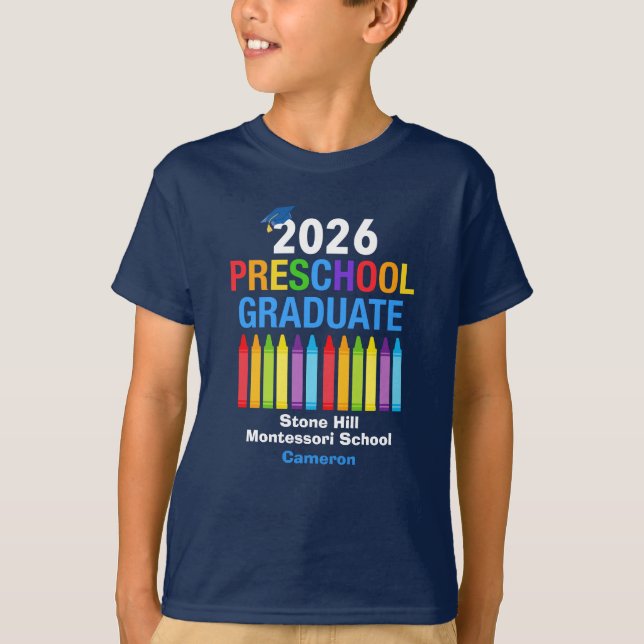 T-shirt 2026 Preschool Graduate Personalized Blue Kids (Devant)