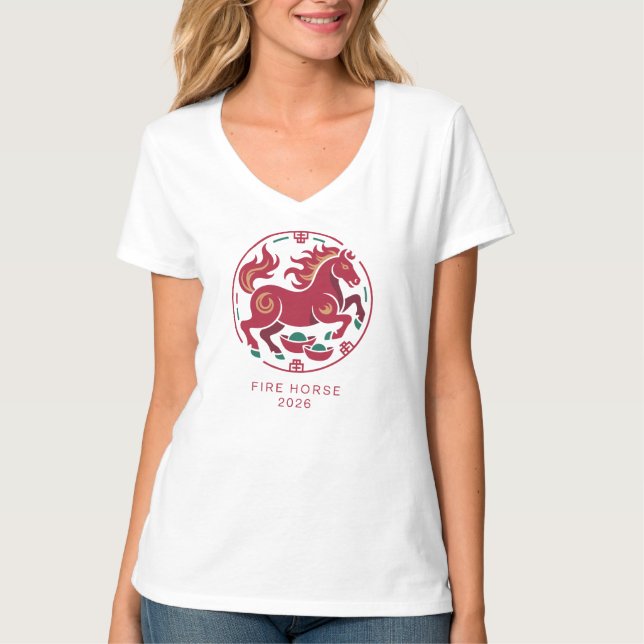 T-shirt 2026 Year of the Fire Horse Chinese Zodiac Luck (Devant)