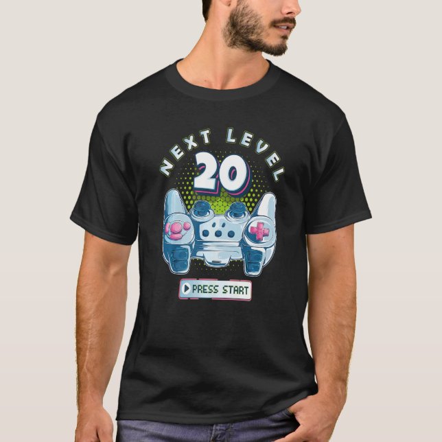 T-shirt 20 Anniversaire Gamer Niveau 20 suivant Contrôleur (Devant)
