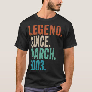 T-shirt 20 Ans 20 Anniversaire Légende depuis mars 2003