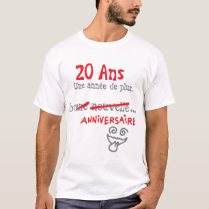 T-shirt 20 ans annes plus bonne anniversaire nouvelle