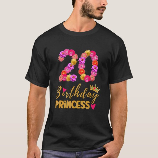 T-shirt 20 ans Anniversaire Princesse Flower Son My 20th B (Devant)