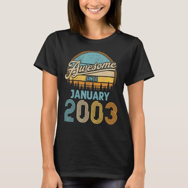 T-shirt 20 ans Awesome depuis Janvier 2003 20e Naissance (Devant)