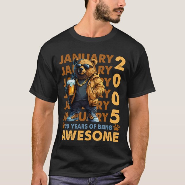T-shirt 20 Ans Awesome Ours Cool Depuis Janvier 2005 (Devant)