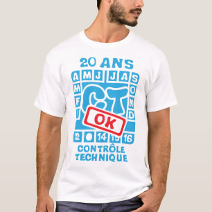 T-shirt 20 ans controle technique anniversaire ok