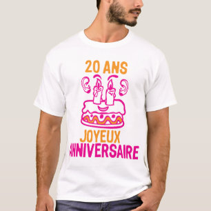 T-shirt 20 ans gateau bougie anniversaire fete