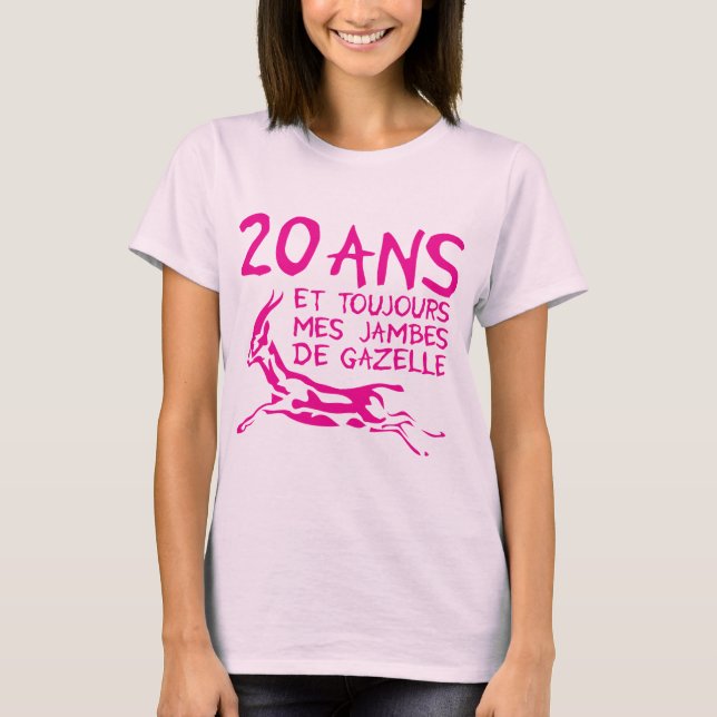 T-shirt 20 ans jambes gazelle anniversaire (Devant)