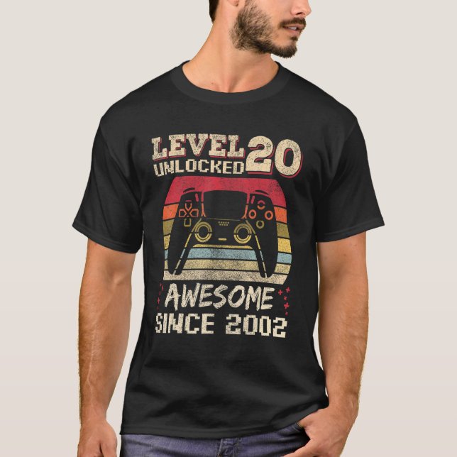 T-shirt 20 ans Joueur homme Anniversaire 20 niveau déverro (Devant)