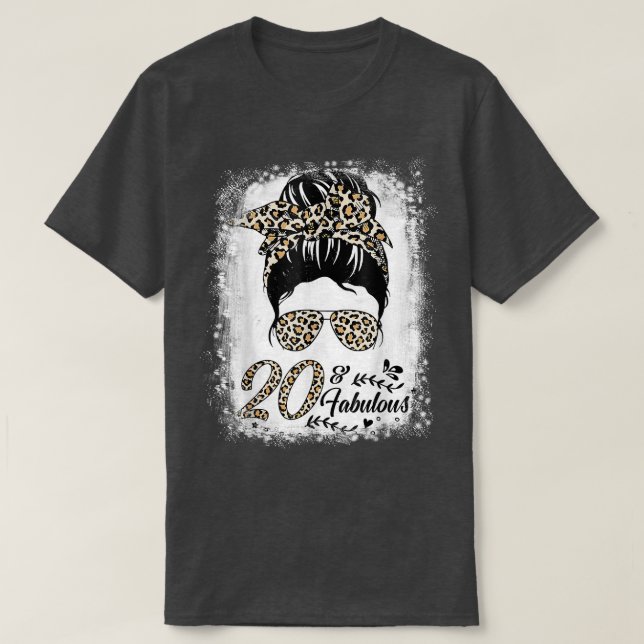 T-shirt 20 ans Old Fabulous Messy Bun Leopard 20th Birth (Design devant)