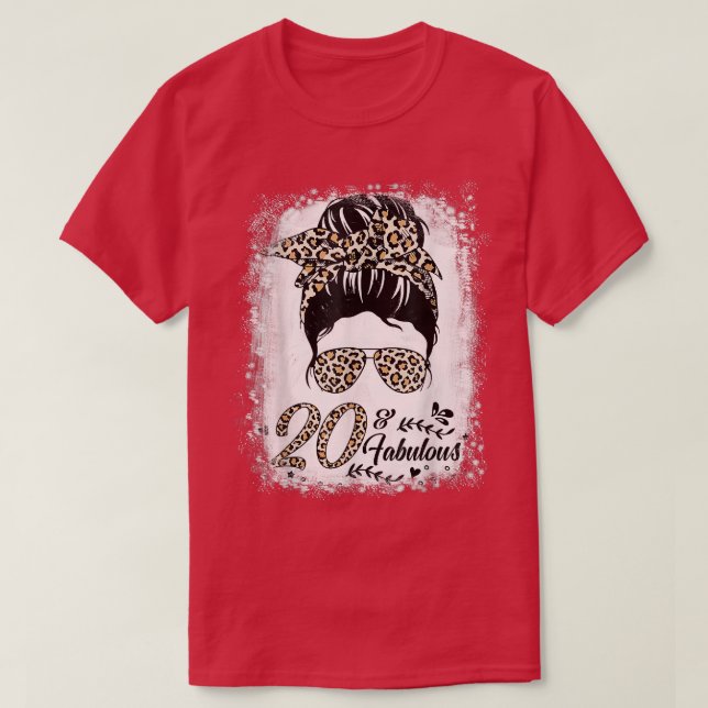 T-shirt 20 ans Old Fabulous Messy Bun Leopard 20th Birth (Design devant)