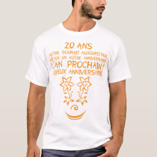 T-shirt 20 ans souhait autre anniversaire fleur