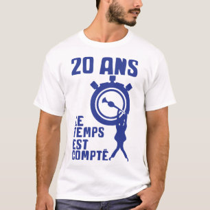 T-shirt 20 ans temps compte chronometre homme accroche ann