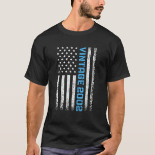 T-shirt 20 ans Vintage 2002 Drapeau américain 20e annivers