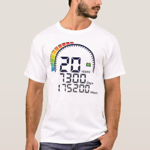 T-shirt 20 ans years compteur anniversaire days hours vite