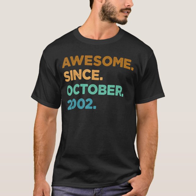 T-shirt 20 Year Old Awesome Since October 20th Birth (Devant)
